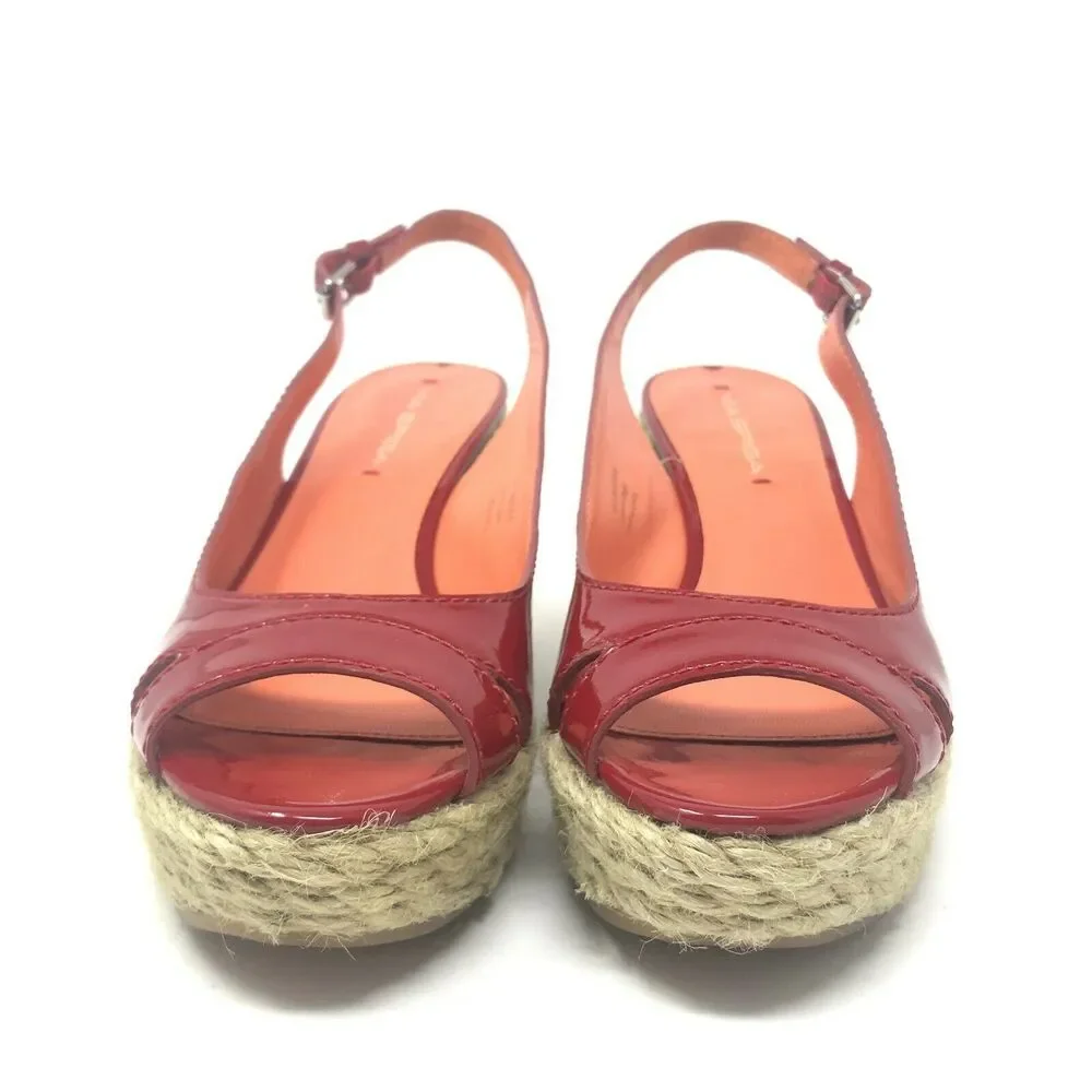 Via Spiga Shoes 8.5 Women's Espadrille Wedge Red Patent Platform‎ Slingback